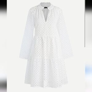 J Crew White Eyelet Tiered Dress Size S